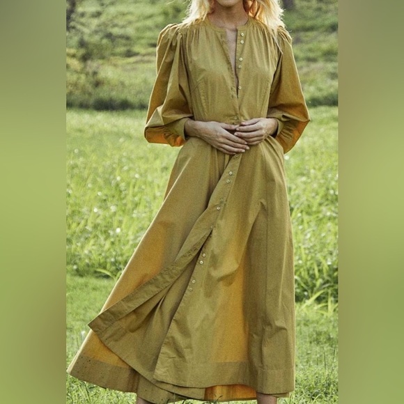 DOEN Edlynne Maxi Dress Organic Poplin Oregano Size XS - Picture 2 of 12